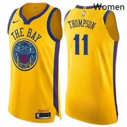 Womens Nike Golden State Warriors 11 Klay Thompson Swingman Gold NBA Jersey City Edition