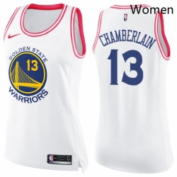 Womens Nike Golden State Warriors 13 Wilt Chamberlain Swingman WhitePink Fashion NBA Jersey