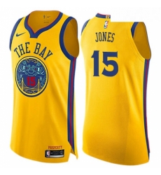 Womens Nike Golden State Warriors 15 Damian Jones Swingman Gold NBA Jersey City Edition