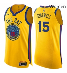 Womens Nike Golden State Warriors 15 Latrell Sprewell Swingman Gold NBA Jersey City Edition