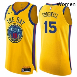 Womens Nike Golden State Warriors 15 Latrell Sprewell Swingman Gold NBA Jersey City Edition