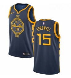 Womens Nike Golden State Warriors 15 Latrell Sprewell Swingman Navy Blue NBA Jersey City Edition