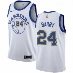 Womens Nike Golden State Warriors 24 Rick Barry Authentic White Hardwood Classics NBA Jersey