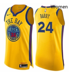 Womens Nike Golden State Warriors 24 Rick Barry Swingman Gold NBA Jersey City Edition