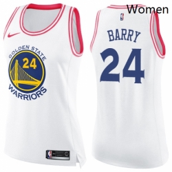 Womens Nike Golden State Warriors 24 Rick Barry Swingman WhitePink Fashion NBA Jersey