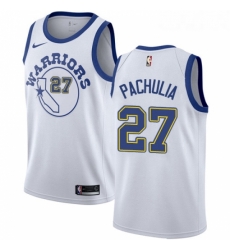 Womens Nike Golden State Warriors 27 Zaza Pachulia Authentic White Hardwood Classics NBA Jersey