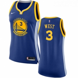Womens Nike Golden State Warriors 3 David West Authentic Royal Blue Road NBA Jersey Icon Edition