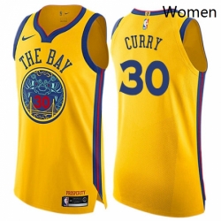 Womens Nike Golden State Warriors 30 Stephen Curry Swingman Gold NBA Jersey City Edition