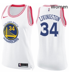 Womens Nike Golden State Warriors 34 Shaun Livingston Swingman WhitePink Fashion NBA Jersey 