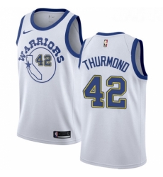 Womens Nike Golden State Warriors 42 Nate Thurmond Authentic White Hardwood Classics NBA Jersey 