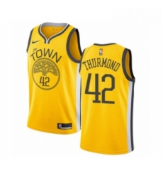 Womens Nike Golden State Warriors 42 Nate Thurmond Yellow Swingman Jersey Earned Edition 