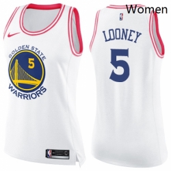 Womens Nike Golden State Warriors 5 Kevon Looney Swingman WhitePink Fashion NBA Jersey