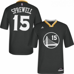 Youth Adidas Golden State Warriors 15 Latrell Sprewell Authentic Black Alternate NBA Jersey