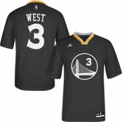 Youth Adidas Golden State Warriors 3 David West Authentic Black Alternate NBA Jersey