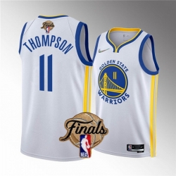 Youth Golden State Warriors 11 Klay Thompson 2022 White NBA Finals Stitched Jersey