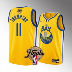 Youth Golden State Warriors 11 Klay Thompson 2022 Yellow NBA Finals Stitched Jersey