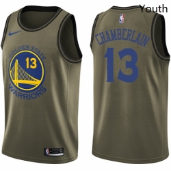 Youth Nike Golden State Warriors 13 Wilt Chamberlain Swingman Green Salute to Service NBA Jersey