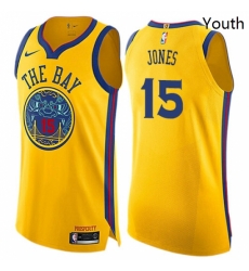 Youth Nike Golden State Warriors 15 Damian Jones Swingman Gold NBA Jersey City Edition
