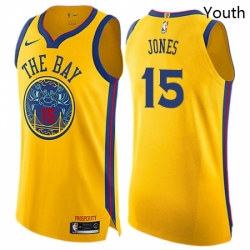 Youth Nike Golden State Warriors 15 Damian Jones Swingman Gold NBA Jersey City Edition
