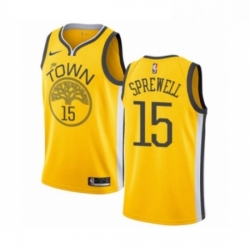 Youth Nike Golden State Warriors 15 Latrell Sprewell Yellow Swingman Jersey Earned Edition