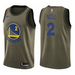Youth Nike Golden State Warriors 2 Jordan Bell Swingman Green Salute to Service NBA Jersey 