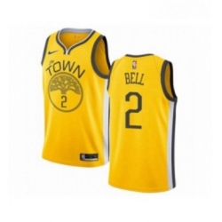 Youth Nike Golden State Warriors 2 Jordan Bell Yellow Swingman Jersey Earned Edition 