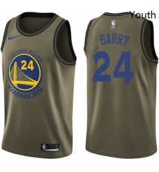 Youth Nike Golden State Warriors 24 Rick Barry Swingman Green Salute to Service NBA Jersey