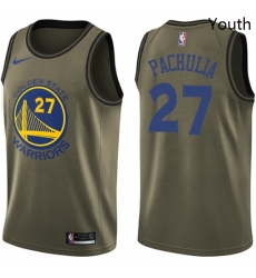 Youth Nike Golden State Warriors 27 Zaza Pachulia Swingman Green Salute to Service NBA Jersey