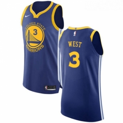Youth Nike Golden State Warriors 3 David West Authentic Royal Blue Road NBA Jersey Icon Edition