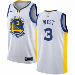 Youth Nike Golden State Warriors 3 David West Authentic White Home NBA Jersey Association Edition