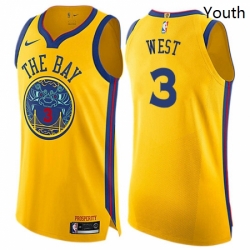 Youth Nike Golden State Warriors 3 David West Swingman Gold NBA Jersey City Edition