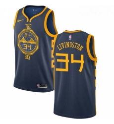 Youth Nike Golden State Warriors 34 Shaun Livingston Swingman Navy Blue NBA Jersey City Edition 
