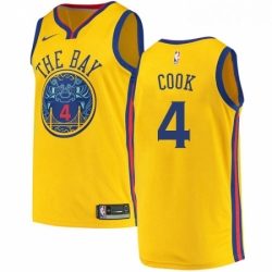 Youth Nike Golden State Warriors 4 Quinn Cook Swingman Gold NBA Jersey City Edition 
