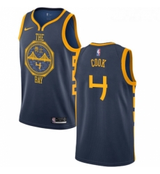 Youth Nike Golden State Warriors 4 Quinn Cook Swingman Navy Blue NBA Jersey City Edition 
