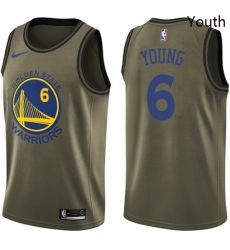 Youth Nike Golden State Warriors 6 Nick Young Swingman Green Salute to Service NBA Jersey 