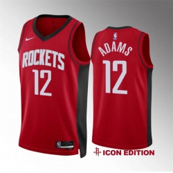 Men Houston Rockets 12 Steven Adams Red Icon Edition Stitched Jersey