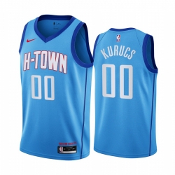 Men Nike Houston Rockets 00 Rodions Kurucs Blue NBA Swingman 2020 21 City Edition Jersey