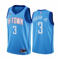 Men Nike Houston Rockets 3 Kevin Porter Jr  Blue NBA Swingman 2020 21 City Edition Jersey