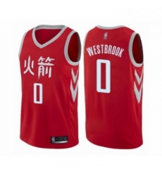 Mens Houston Rockets 0 Russell Westbrook Authentic Red Basketball Jersey City Edition 