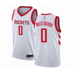 Mens Houston Rockets 0 Russell Westbrook Authentic White Basketball Jersey Association Edition 
