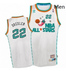 Mens Mitchell and Ness Houston Rockets 22 Clyde Drexler Authentic White 1996 All Star Throwback NBA Jersey