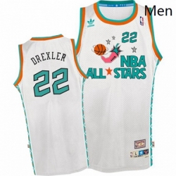 Mens Mitchell and Ness Houston Rockets 22 Clyde Drexler Authentic White 1996 All Star Throwback NBA Jersey