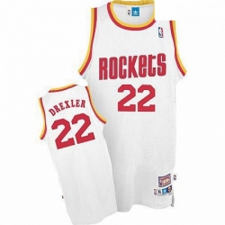 Mens Mitchell and Ness Houston Rockets 22 Clyde Drexler Swingman White Throwback NBA Jersey