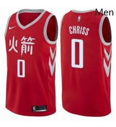 Mens Nike Houston Rockets 0 Marquese Chriss Swingman Red NBA Jersey City Edition 