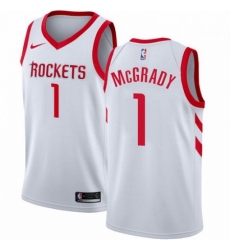 Mens Nike Houston Rockets 1 Tracy McGrady Authentic White Home NBA Jersey Association Edition