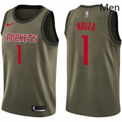 Mens Nike Houston Rockets 1 Trevor Ariza Swingman Green Salute to Service NBA Jersey