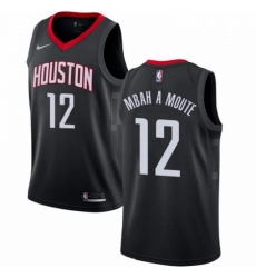 Mens Nike Houston Rockets 12 Luc Mbah a Moute Authentic Black Alternate NBA Jersey Statement Edition 
