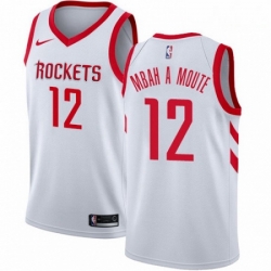 Mens Nike Houston Rockets 12 Luc Mbah a Moute Authentic White Home NBA Jersey Association Edition 