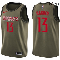Mens Nike Houston Rockets 13 James Harden Swingman Green Salute to Service NBA Jersey