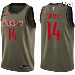 Mens Nike Houston Rockets 14 Gerald Green Swingman Green Salute to Service NBA Jersey 